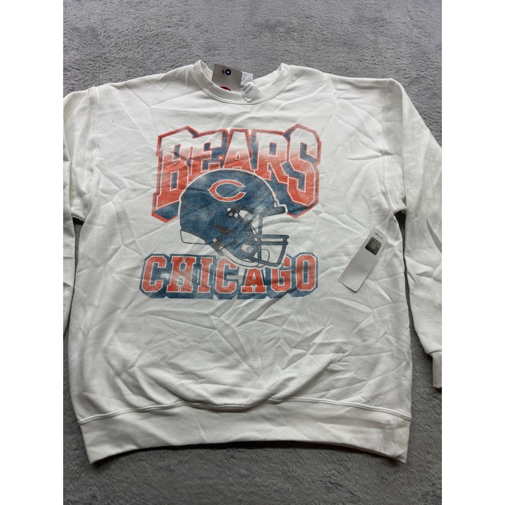 Champion Chicago Bears NFL Graphic Sweatshirt White Mens Large Pullover NEW